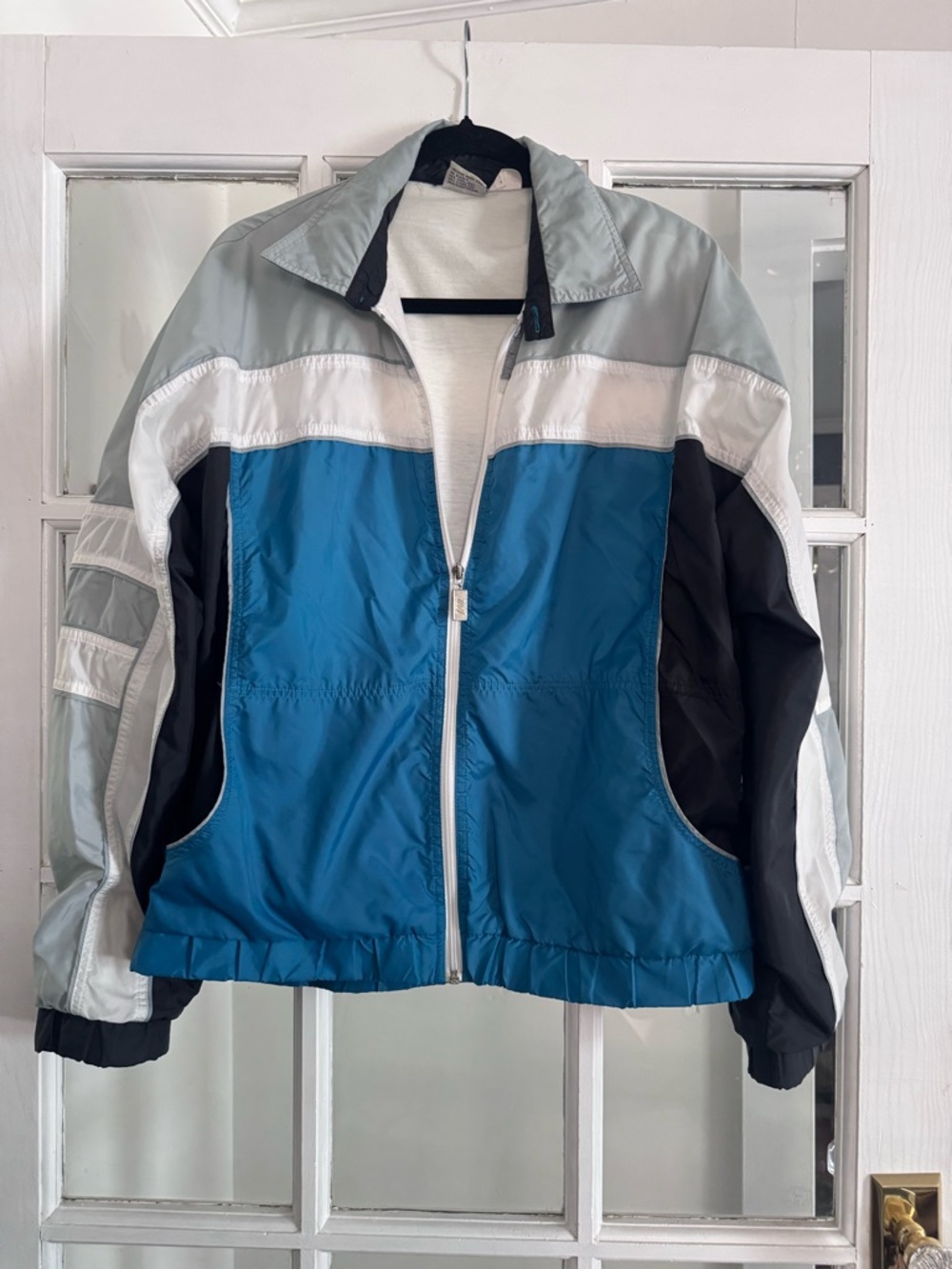 Vintage TAIL Colorblock Windbreaker Jacket in Teal, Gray, White & Black